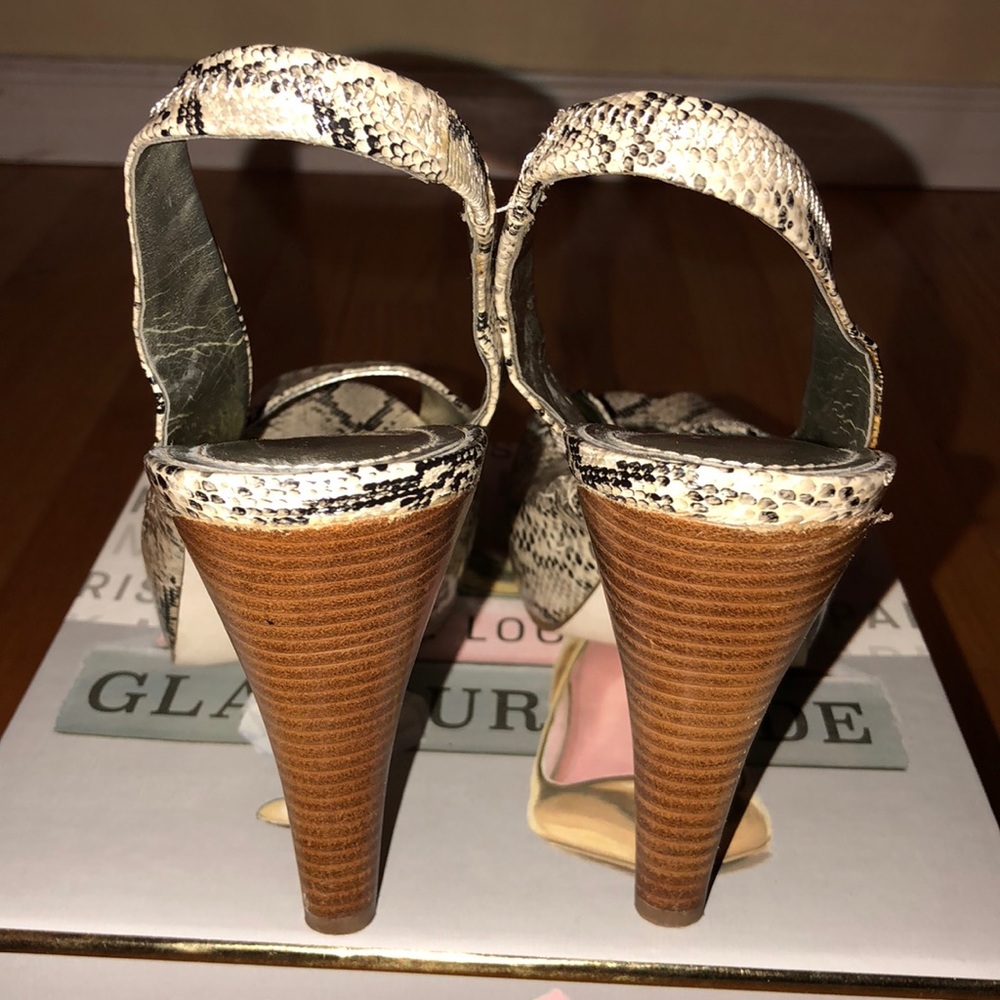 Python Sneak-Print Open-Toe Sling-Back Pumps- Sz 8 - image 5